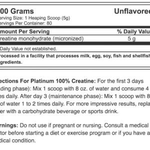 TABLA-NUTRICIONAL-CREATINA-PLATINUM-MUSCLETECH-80SERV Creatina Platinum 80 servicios